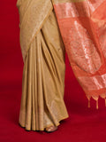 Golden Tussar Silk Saree With Blouse Piece