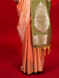 Orange Tussar Silk Saree With Blouse Piece