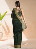 Green Chiffon Ready To Wear Saree With Blouse Piece