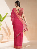 Fuchsia Chiffon Ready To Wear Saree With Blouse Piece