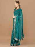 Teal Georgette Daily Wear Saree With Blouse Piecde