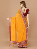 Yellow Georgette Daily Wear Saree With Blouse Piecde