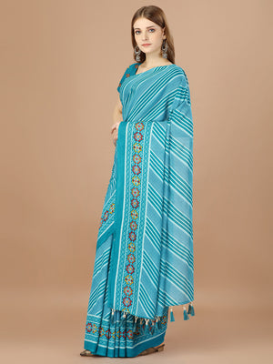 Blue  Georgette Daily Wear Saree With Blouse Piecde