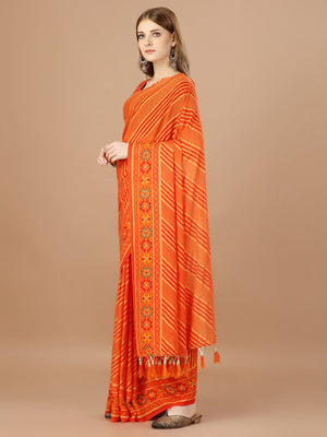 Orange  Georgette Daily Wear Saree With Blouse Piecde