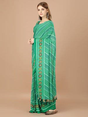 Green  Georgette Daily Wear Saree With Blouse Piecde