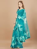 Teal  Georgette Festive Wear Saree With Blouse Piecde