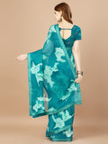 Teal  Georgette Festive Wear Saree With Blouse Piecde