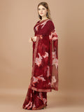 Maroon Georgette Festive Wear Saree With Blouse Piecde