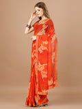 Orange Georgette Festive Wear Saree With Blouse Piecde