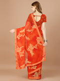 Orange Georgette Festive Wear Saree With Blouse Piecde