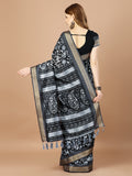 Black Paper Silk Daily Wear Saree With Blouse Piecde