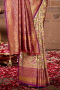 Purple Silk Saree With Blouse Piece