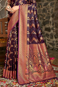 Violet Silk Saree With Blouse Piece