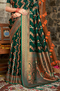 Green Silk Saree With Blouse Piece