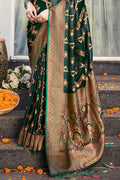 Green Silk Saree With Blouse Piece