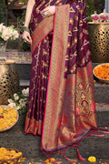 Purple Silk Saree With Blouse Piece