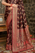 Brown Silk Saree With Blouse Piece