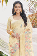 Off White Cotton Saree With Blouse Piece