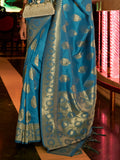 Blue Art Silk Saree With Blouse Piece