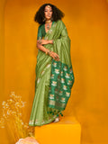 Green Silk Saree With Blouse Piece