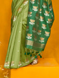 Green Silk Saree With Blouse Piece