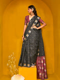 Black Silk Saree With Blouse Piece