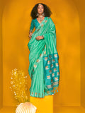 Teal Green Silk Saree With Blouse Piece