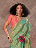 Green Silk Saree With Blouse Piece