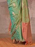 Green Silk Saree With Blouse Piece