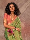 Green Silk Saree With Blouse Piece