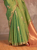 Green Silk Saree With Blouse Piece