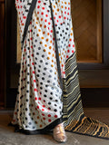 Polka Printed Satin Crape Saree With Blouse Piece