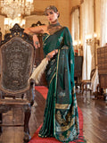 Green  Satin Saree With Blouse Piece