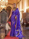 Purple Satin Saree With Blouse Piece