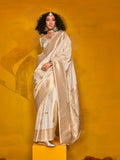 White Silk Saree With Blouse Piece