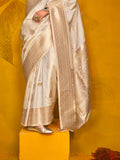 White Silk Saree With Blouse Piece