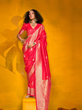 Red Silk Saree With Blouse Piece