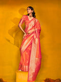 Orange Silk Saree With Blouse Piece