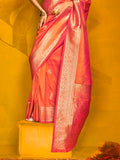 Orange Silk Saree With Blouse Piece