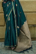 Green Banarasi Silk Saree With Blouse Piece