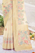 Off White Cotton Saree With Blouse Piece