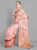 Baby Pink Georgette Saree With Blouse Piece