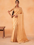 Beige Kanjeevaram Art Silk Saree With Blouse Piece