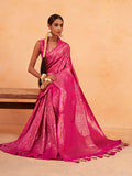 Pink Kanjeevaram Art Silk Saree With Blouse Piece