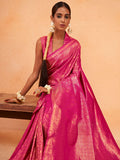 Pink Kanjeevaram Art Silk Saree With Blouse Piece