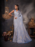 Light Blue Kanjeevaram Art Silk Saree With Blouse Piece