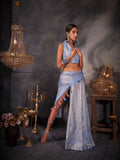 Light Blue Kanjeevaram Art Silk Saree With Blouse Piece