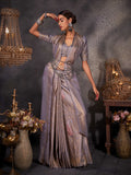 Grey Kanjeevaram Art Silk Saree With Blouse Piece