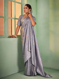 Grey Kanjeevaram Art Silk Saree With Blouse Piece