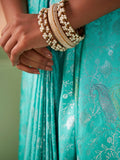 Turquoise Blue Kanjeevaram Art Silk Saree With Blouse Piece